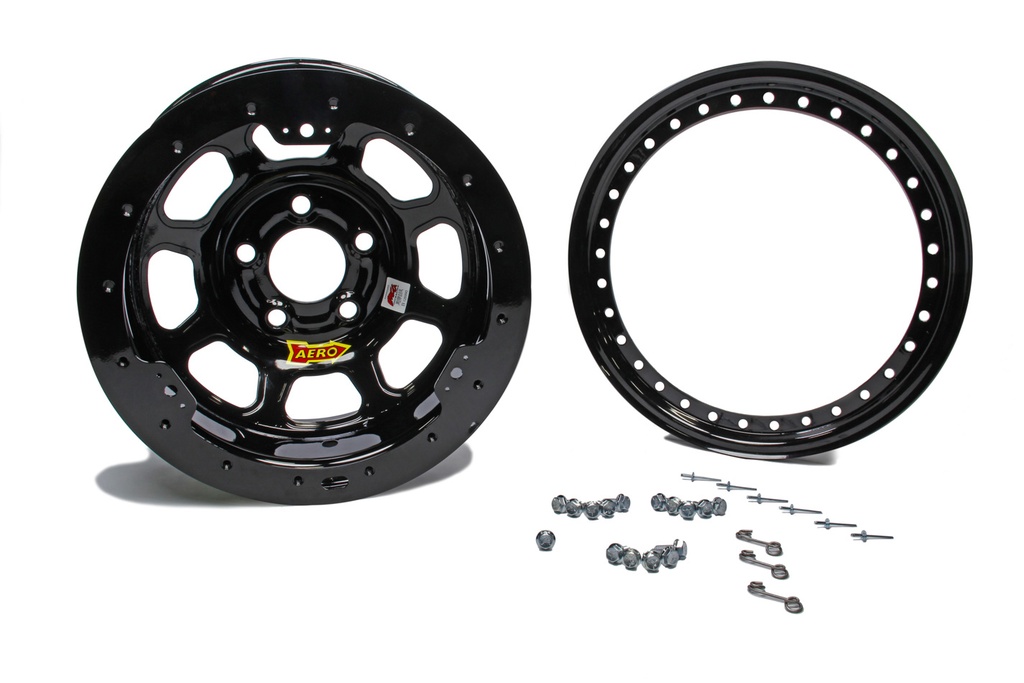 Aero Race Wheels - 15x8 3in 5.00 Black w/ Black Ring