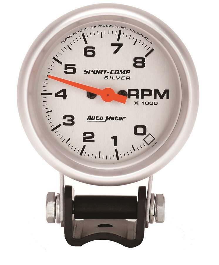 Autometer - Sport Comp 2 5/8in Silver Tach 8000 RPM