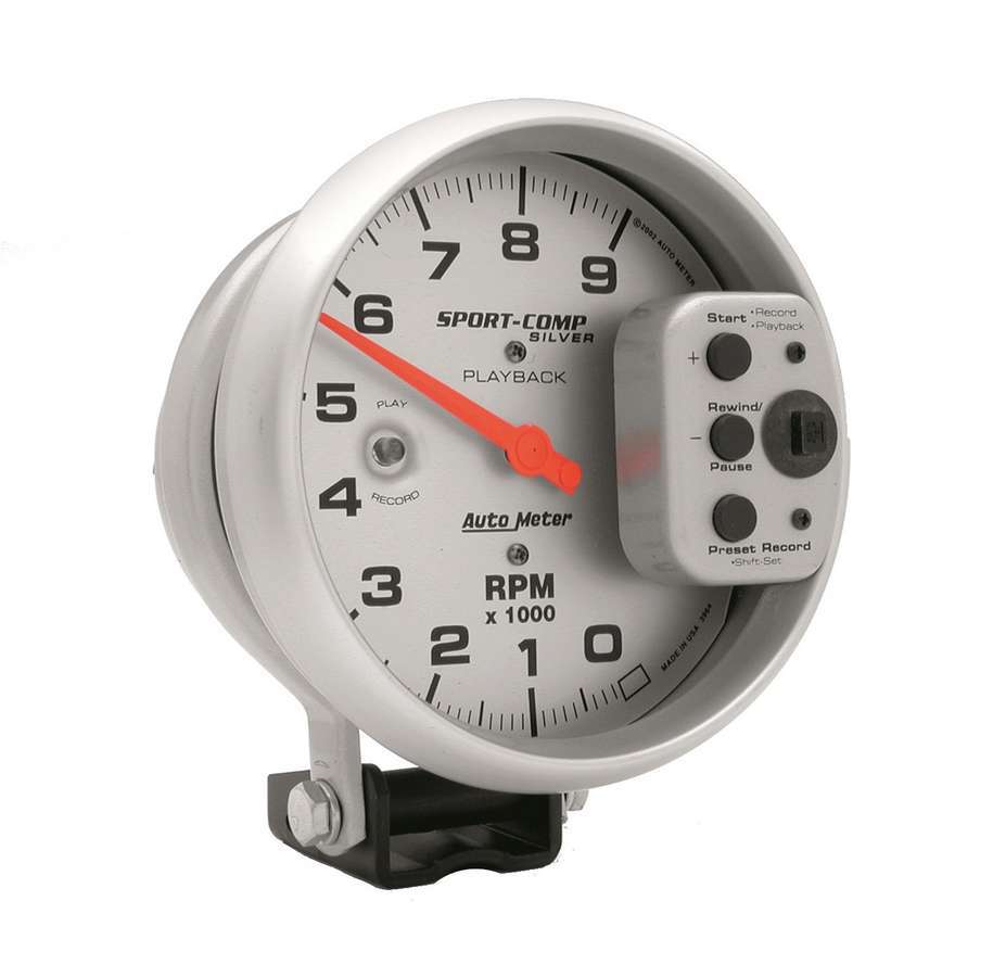 Autometer - 5in S/C Silver 9000 RPM Playback Tach