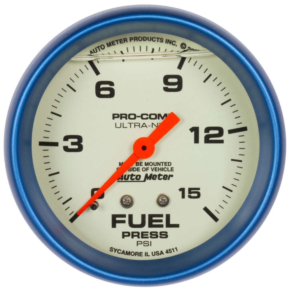Autometer - 2-5/8 Ultra-Nite F/P Gauge 0-15psi