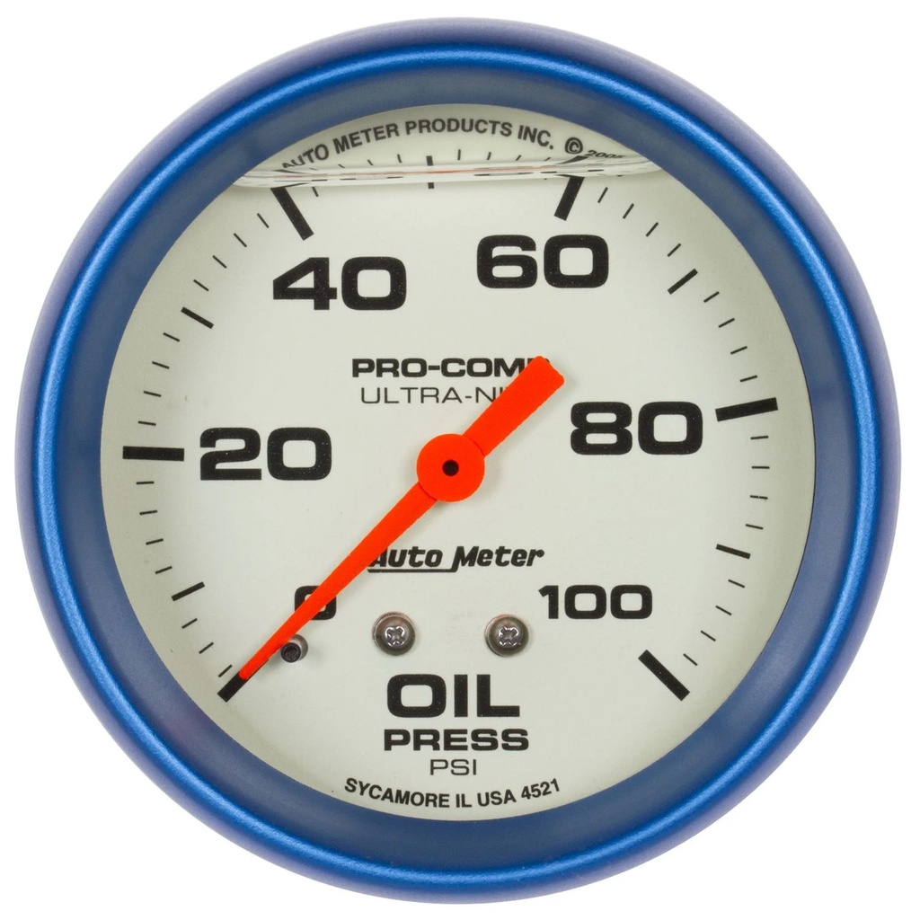 Autometer - 2-5/8 Ultra-Nite Oil Press. Gauge 0-100psi