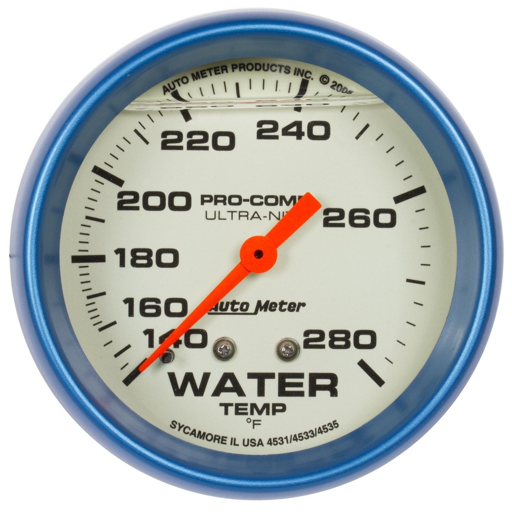 Autometer - 2-5/8 Ultra-Nite Water Temp Gauge 140-280