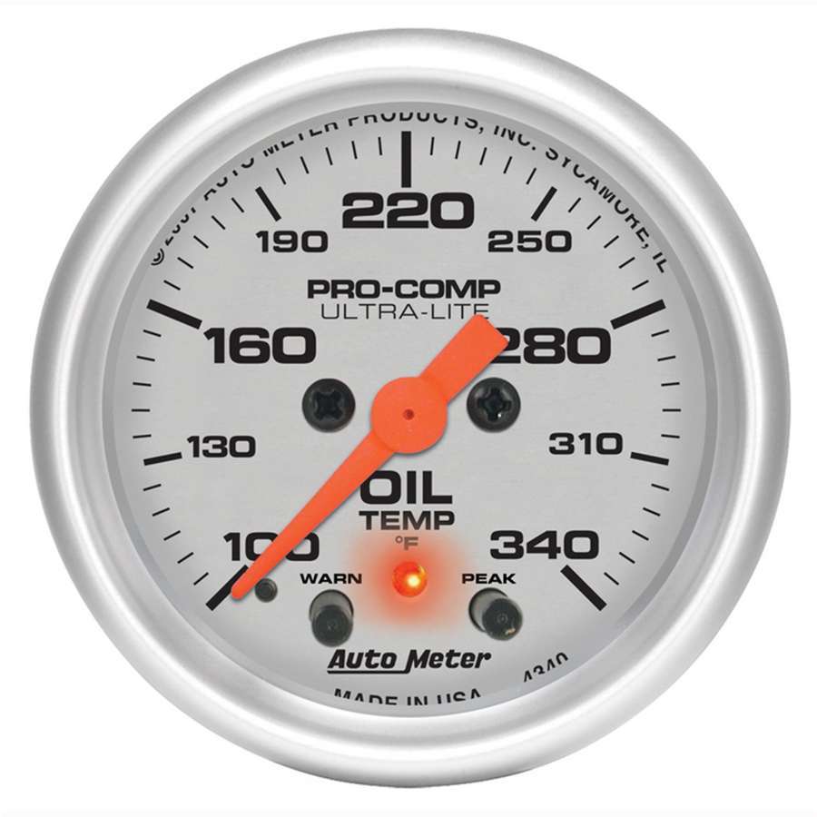 Autometer - 2-1/16in U/L Oil Temp Gauge w/Peak & Warning