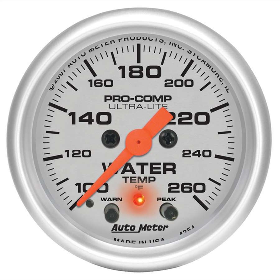 Autometer - 2-1/16In U/L Water Temp Gauge W/Peak & Warning