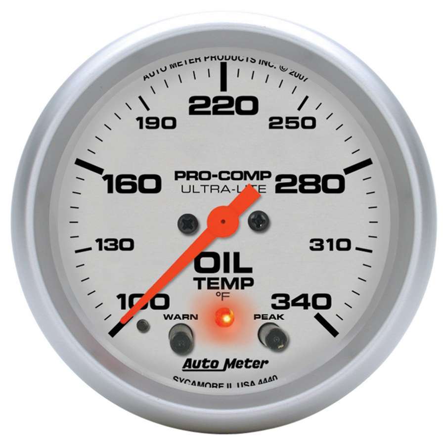 Autometer - 2-5/8in U/L Oil Temp Gauge w/Peak & Warning