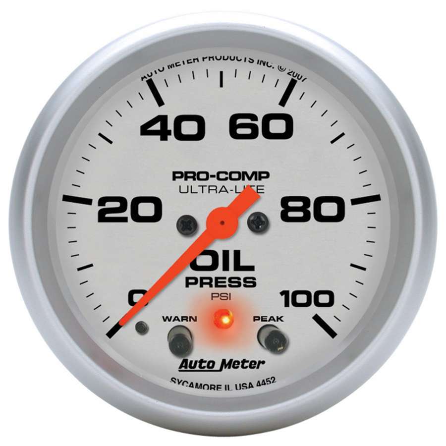 Autometer - 2-5/8in U/L Oil Pressure Gauge w/Peak & Warning