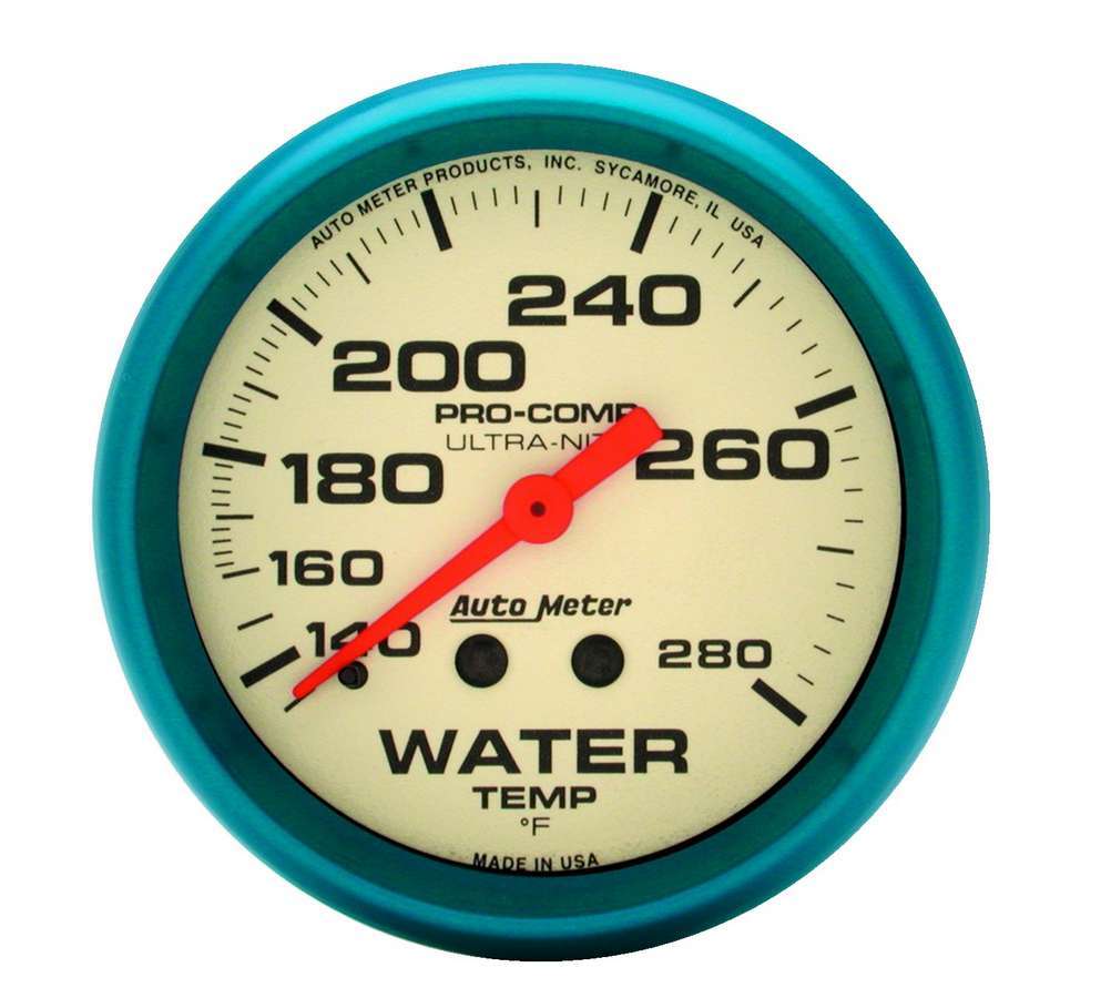 Autometer - 2-5/8 Ultra-Nite Water Temp Gauge 140-280