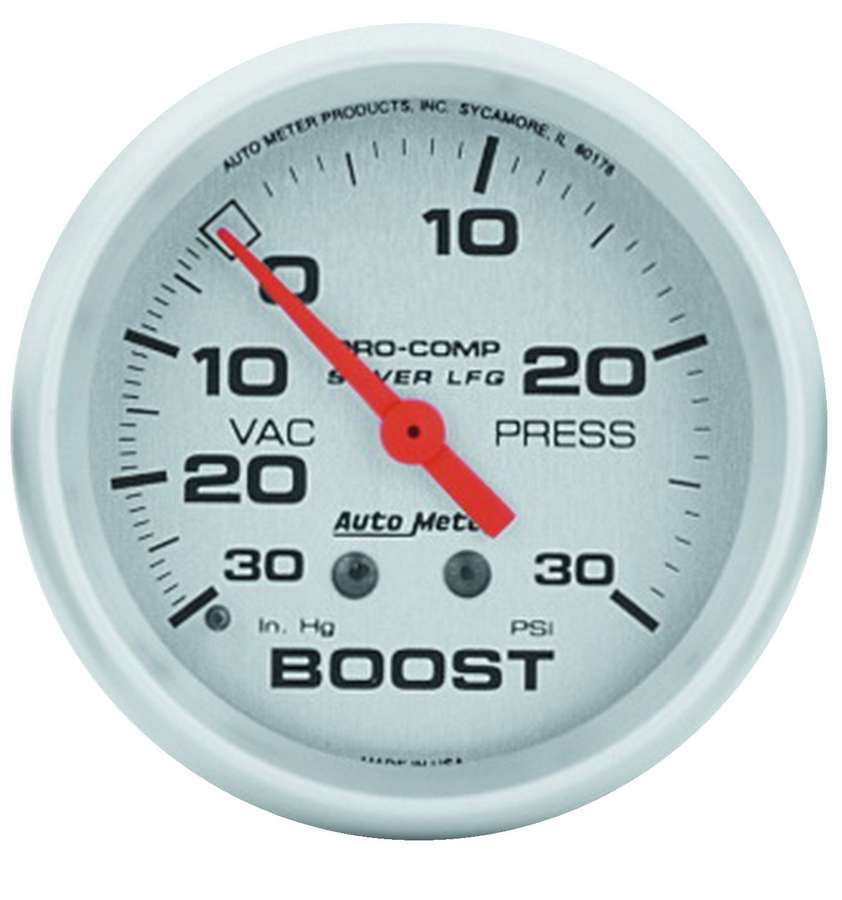 Autometer - U/L 2-5/8in Silver Liq-Fill Boost 30/30