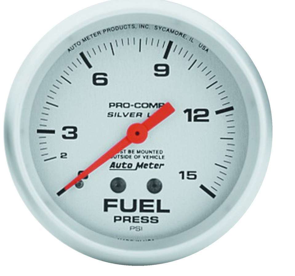 Autometer - Pro Comp 2-5/8in Silver Liq-Fill Fuel 0-15 PSI