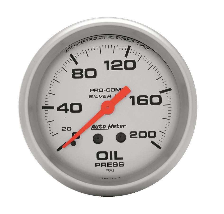 Autometer - Pro Comp 2-5/8in Silver Liq-Fill Oil 0-200 PSI