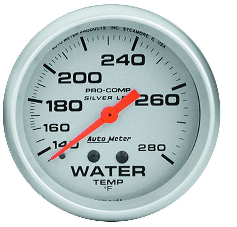 Autometer - Pro Comp 2-5/8in Silver Liq-Fill Water 140-280