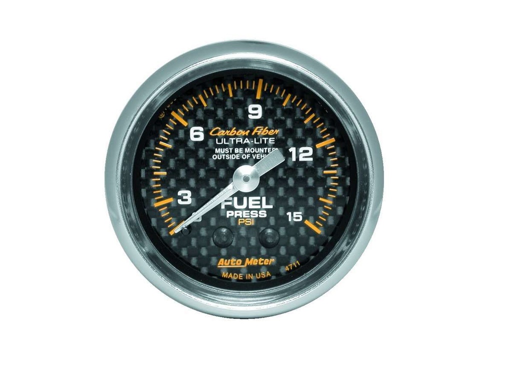 Autometer - C/F 2-1/16in Fuel Press. Gauge 0-15PSI