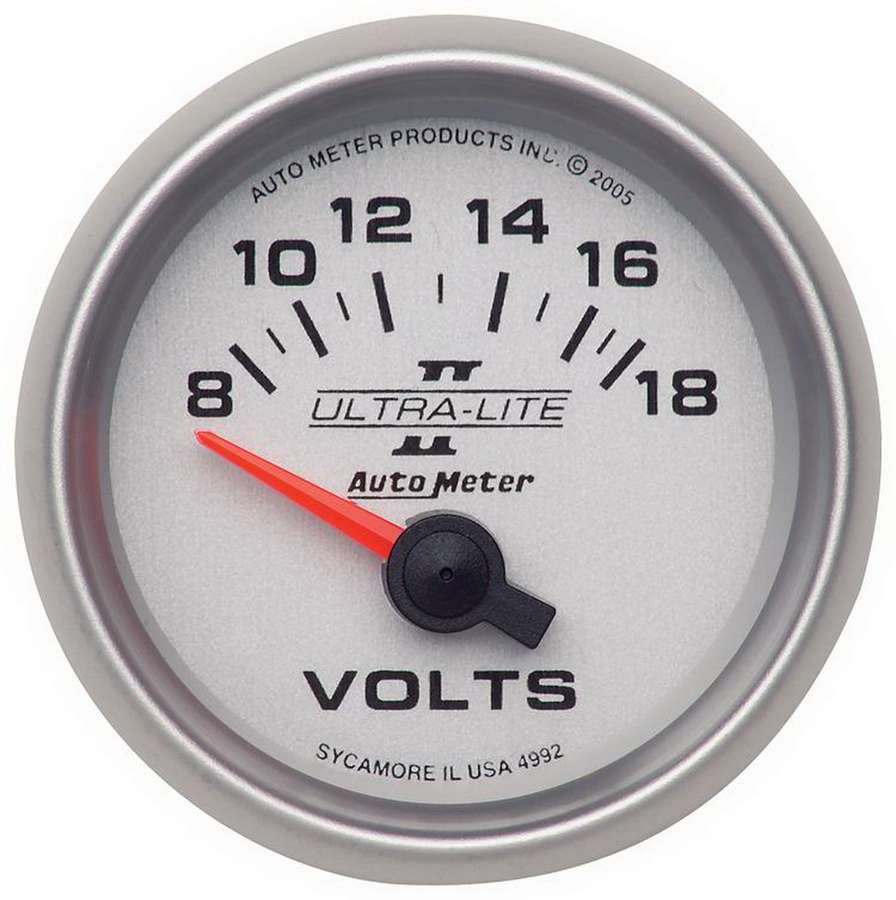 Autometer - 2-1/16in U/L II Voltmeter 8-18 Short Swp