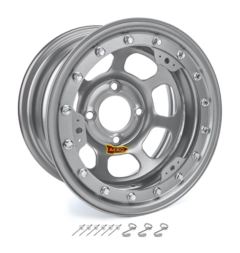 [ARW33-074520S] Aero Race Wheels - 13x7 2in. 4.50 Silver Beadlock Wheel