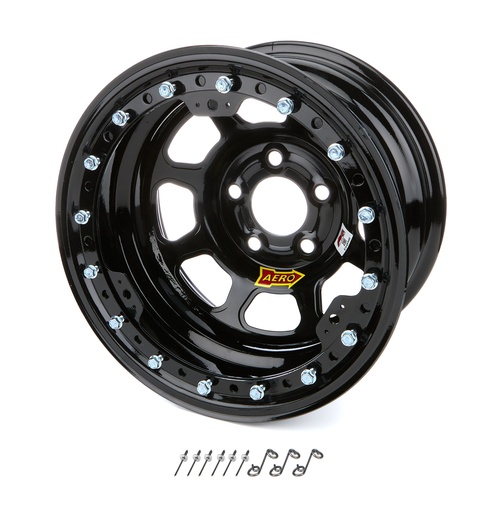 [ARW53-185010B] Aero Race Wheels - Wheel 15x8 1in B/S Black w/ Black Ring