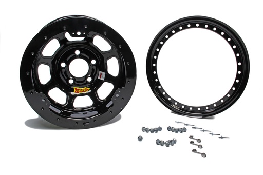 [ARW53-185030B] Aero Race Wheels - 15x8 3in 5.00 Black w/ Black Ring