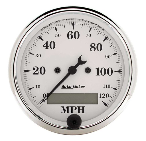 [ATM1688] Autometer - Old Tyme White 3 1/8in 120MPH Elec. Speedo