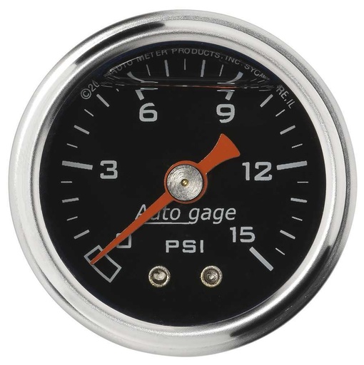 [ATM2172] Autometer - 1-1/2in Pressure Gauge - 0-15psi - Black Face