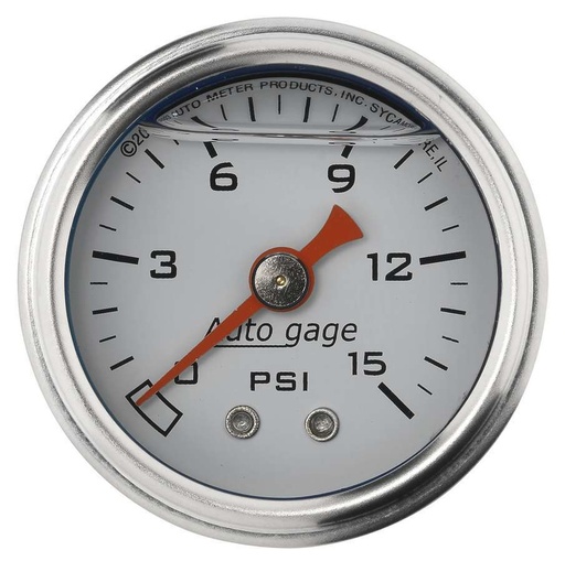 [ATM2175] Autometer - 1-1/2in Pressure Gauge 0-15psi- White