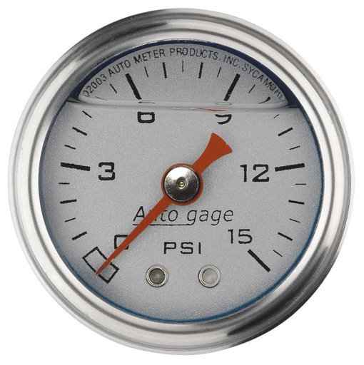 [ATM2178] Autometer - 1-1/2in Pressure Gauge - 0-15psi - Silver Face