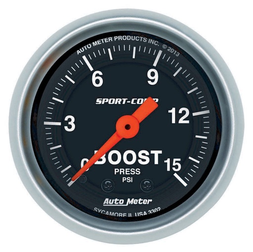 [ATM3302] Autometer - 2-1/16 S/C Boost Gauge 0-15 Psi
