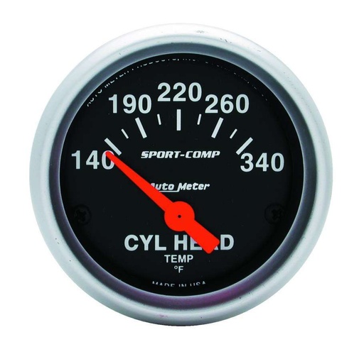 [ATM3336] Autometer - 2-1/16in S/C Cylinder Hd Temp. Gauge 140-340