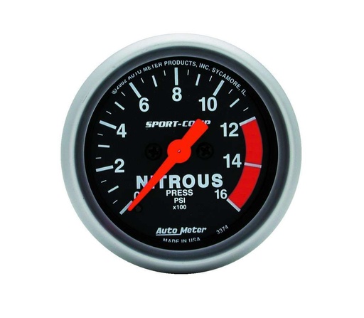 [ATM3374] Autometer - 2-1/16in S/C Nitrous Press. Gauge 0-1600psi