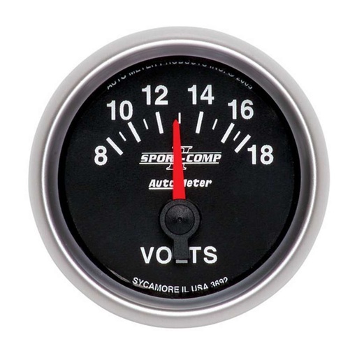 [ATM3692] Autometer - 2-1/16in S/C II Voltmeter 8-18