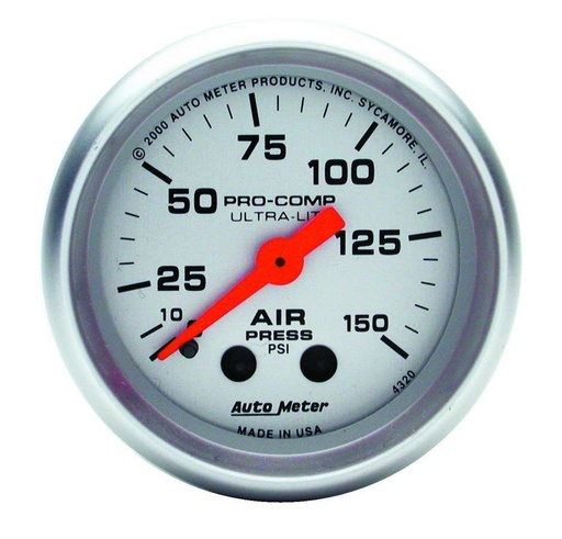 [ATM4320] Autometer - 2-1/16in U/L Air Press. Gauge 0-150psi