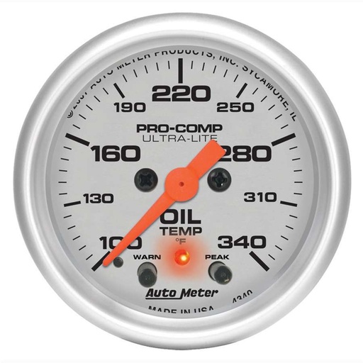 [ATM4340] Autometer - 2-1/16in U/L Oil Temp Gauge w/Peak & Warning